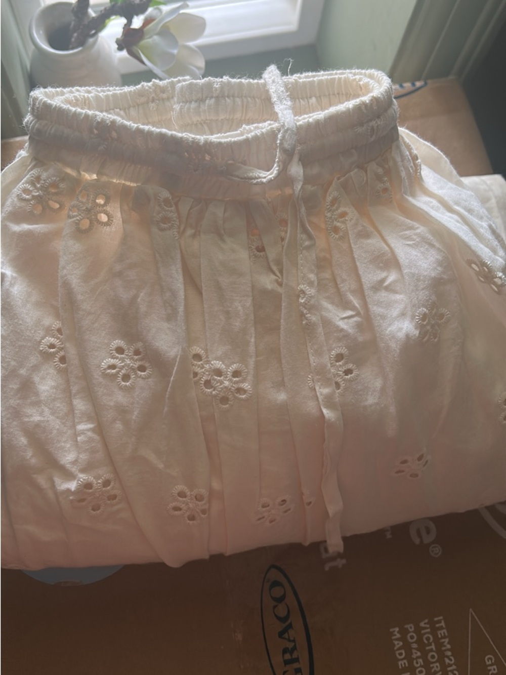 Neuflora St. Ives Cream Eyelet Midi Skirt - Picture 2 of 3